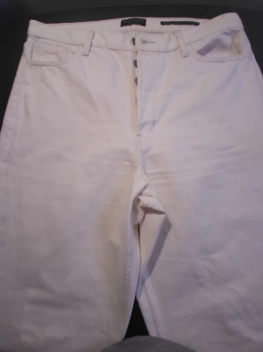 Banana Republic Mens Button Fly Cream Premium Mid Rise Loose Stovepipe Jean